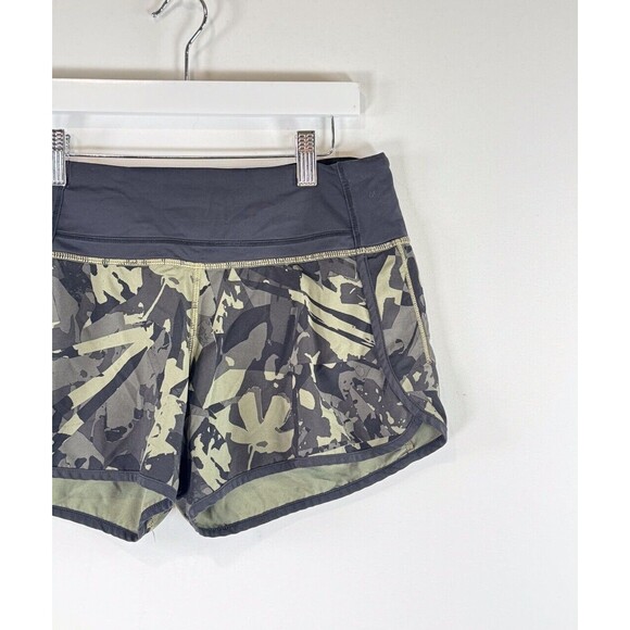 Lululemon Womens Short Green Speed Camouflage Athletic Running Stretch Size 4 - Picture 6 of 10